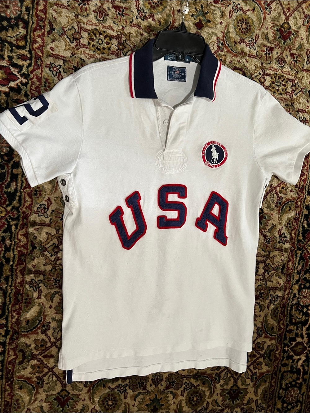 Ralph Lauren USA Olympic Team 2012 Polo Shirt Size Medium Embroidered Custom